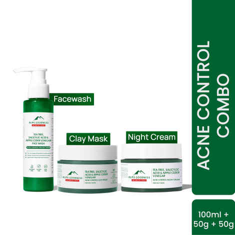 Buy Alps Goodness Acne Control Combo for Oily Skin| Face Wash (100 ml) | Night Cream (50 gm) | Clay Face Mask (50 gm) | With Salicylic Acid, Tea Tree, Apple Cider Vinegar - Purplle