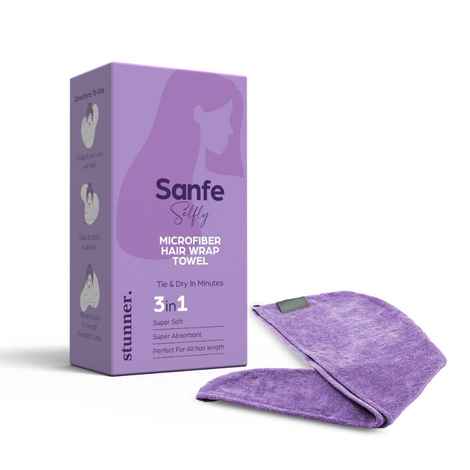 Buy SANFE Selfly Microfiber Hair Wrap Towel for Lock in Moisture for Healthier Shinnier & Smoother Hair 1 Pc - Purplle