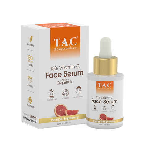 Buy TAC - The Ayurveda Co 10% Vitamin C Face Serum for Toning and Brightening , 30 ml - Purplle