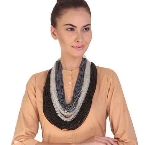 Buy Bamboo Tree Jewels Black & White Color Beaded Thread Long Necklace - Purplle