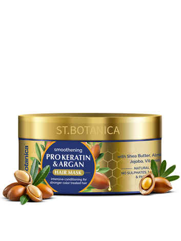 Buy St.Botanica Pro Keratin & Argan Oil Hair Mask, Intensive Conditioning For Dry, Damaged, Color Treated Hair, Natural, 200 ml - Purplle