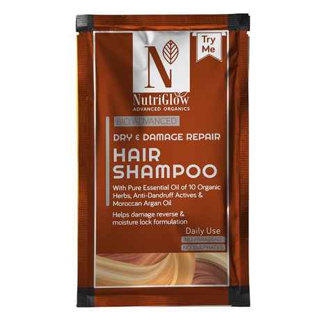 Buy NutriGlow Advanced Organics Dry & Damage Repair Hair Shampoo For Damage Reverse, 10 ml - Purplle