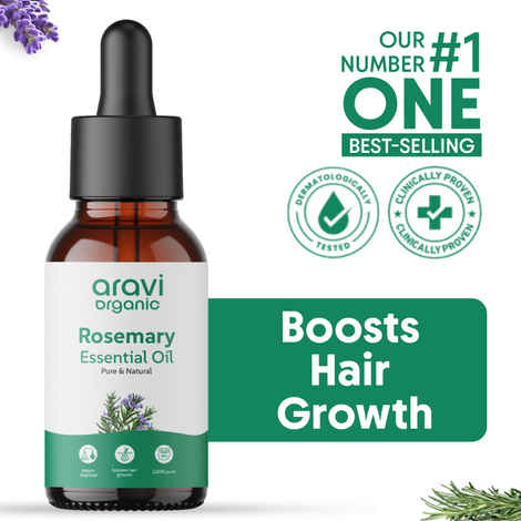 Aravi Organic Rosemary Essential Oil | 100% Pure & Natural | Promotes Hair Growth, Reduces Hair Fall, Strengthens Roots, Nourishes Scalp & Skin | For Men & Women | 30 ml