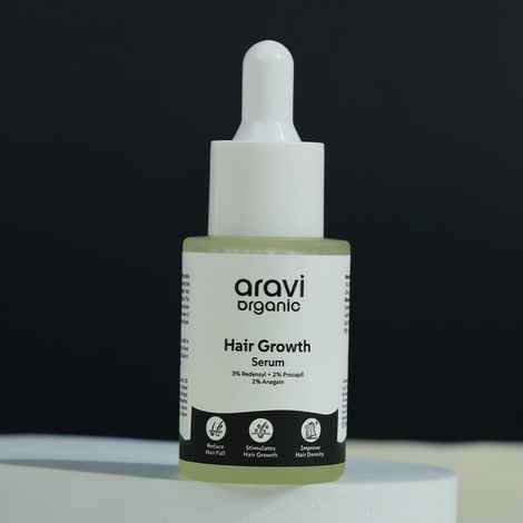 Aravi Organic Hair Growth Serum with Redensyl, Anagain & Procapil | Reduces Hair Fall, Boosts Hair Density & Strength | Dermatologist Tested, Lightweight & Non-Greasy | For Men & Women – 30 ml