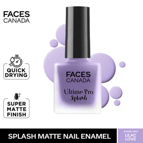 Buy FACES CANADA Ultime Pro Splash Matte Nail Enamel - Lilac Love M03, 8ml | Quick Drying | Matte Finish | Long Lasting | No Chip Formula | Nail Polish For Women | Smooth Application | Safe For Nails - Purplle