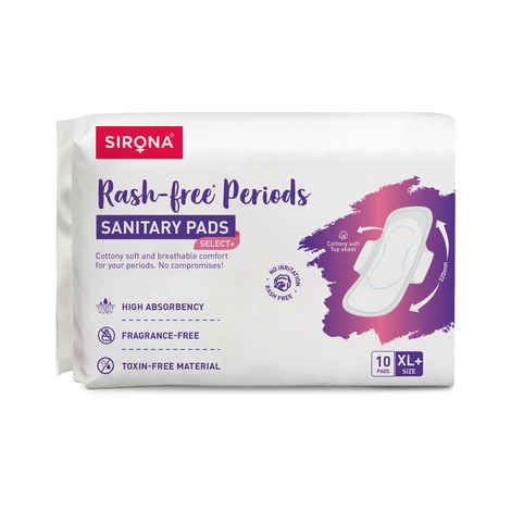 Buy Sirona Max 100% rash-free Sanitary Pads for Women - Pack of 10 (XL+ Size) | Highly Absorbency - Purplle