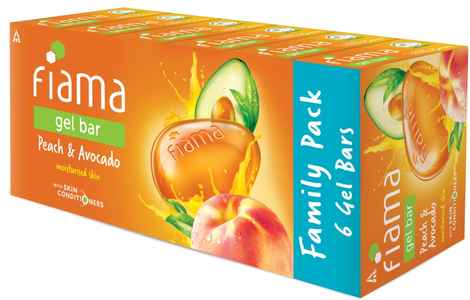 Buy Fiama Gel Bar Peach And Avocado, With Skin Conditioners For Moisturized SkinFor Moisturized Skin, 750 gm (125g - Pack of 6), Soap for Women & Men - Purplle