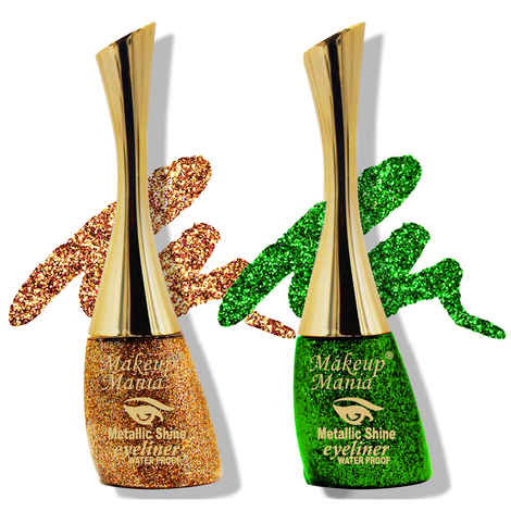 Buy Makeup Mania Metallic Shine Glitter Eyeliner, Yellow Gold & Emerald Green - Shade 21-22 - Purplle