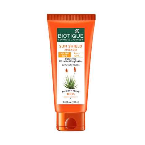 Buy Biotique Sun Shield Aloe Vera 30+SPF Sunscreen Lotion 100 ml - Purplle