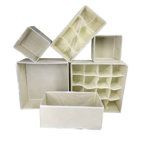 Buy House of Quirk 6 Pack Foldable Drawer Organizer Dividers Cloth Storage Box Closet Dresser Organizer Cube Fabric Containers (Beige)_(SET6_INNORG_BEI) - Purplle