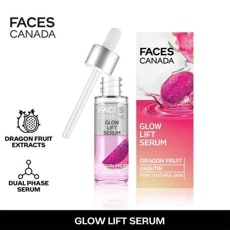 FACES CANADA Glow Lift Serum, 27 ml | Dragon Fruit & Arbutin | Biphasic Face Serum | Restores Glow & Hydrates For Spotless, Radiant & Plump Skin | Helps Reduce Dark Spots & Pigmentation