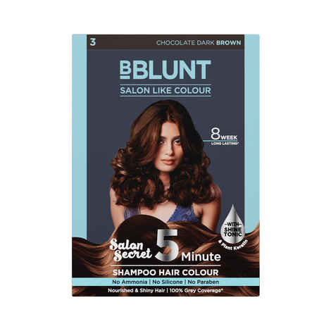 Buy BBLUNT Chocolate Dark Brown 5 Minute Shampoo Hair Colour for 100% Grey Coverage - 20ml X 5 - Purplle