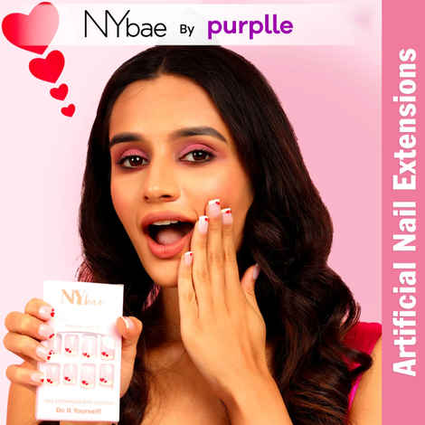 Buy NY Bae Nail It Nail Extensions With Adhesive - Frenchie Love 09 | 24 Nails Set | Artificial Nails | Easy Application | Long Lasting | Nail Art Kit - Purplle