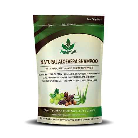 Buy Havintha Natural Amla Reetha Shikakai and Aloevera Powder Shampoo for Oily Hair (227 gm) - Purplle
