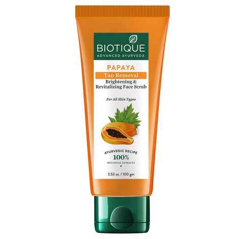 Buy Biotique Papaya Tan Removal Brightening & Revitalizing Face Scrub 100 gm Tube - Purplle