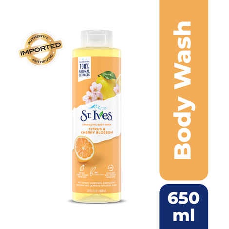 Buy St. Ives International EnergizingA Body Wash| Shower gel for women with Moisturizing extracts of Citrus & Cherry Blossom| 100% Natural Extracts | Cruelty-Free | Paraben Free |650 ml - Purplle