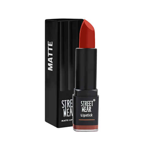 Buy STREET WEAR® Matte Lipstick -CANDID CORAL (Orange) - 4.2 gms -Longwear, Velvety texture, Fade-resistant, High Color payoff, Lightweight Matte Lipstick, Plant-based Canuuba wax, Paraben-free - Purplle