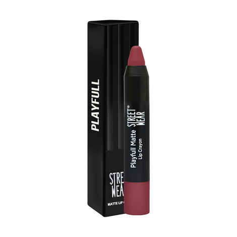 Buy STREET WEAR® Playfull Matte -Bae Berry (Berry) - 2.9 gms -Moisturizing Matte Finish Lipstick, Full Coverage, Non-Drying Formula, Intense Pigment, Enriched With Shea Butter, Vitamin C, Vitamin E, Longwear Moisturizing Crayon Lipstick - Purplle
