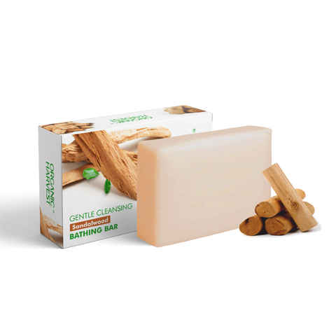 Buy Organic Harvest Sandalwood Soap Bathing Bar, For Skin Moisturisation, Ideal For All Skin Types, 100% Organic, Chemical, Paraben & Sulphate Free a€“ 125 gm Each (Pack of 1) - Purplle