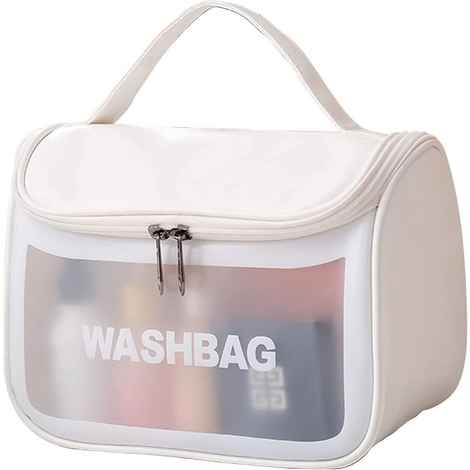 Buy House of Quirk Makeup Storage Bag, Frosted Portable Large Capacity PVC Make Up Wash Bath Household Travel Bag, Flip Cosmetic Bag (White)_(WASHBAG_TOKIT_WHITE) - Purplle