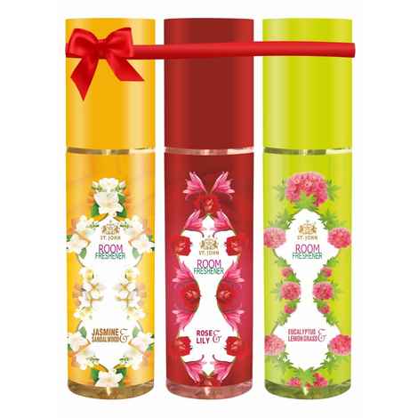 Buy St John Room Freshener Spray for Home and Office -Jasmine Sandalwood,Eucalyptus Lemongrass & Rose Lilly for Long Lasting Fragrance 250ml Each (Pack of 3) - Purplle