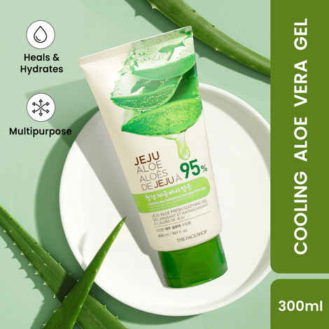 The Face Shop Jeju Aloe Fresh Soothing Gel Tube,Pure non sticky aloe gel for Body& Face 300 ml