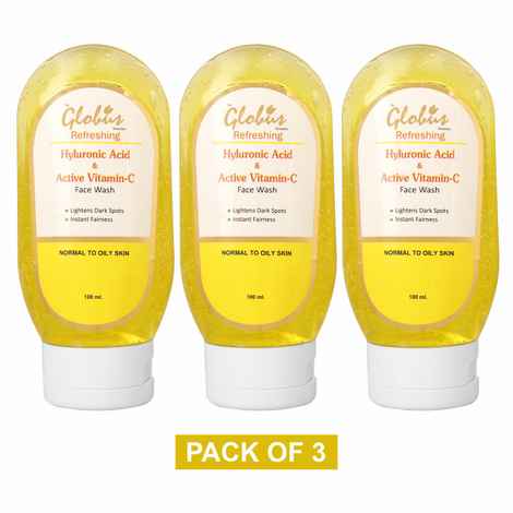 Buy Globus Anti-Ageing Face Wash With Hyaluronic Acid And Vitamin C 100 ml (Pack Of 3) - Purplle