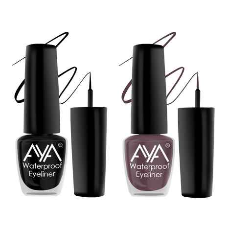 Buy AYA 24 Hrs Long Lasting & Waterproof Eyeliner, Set of 2 Black and Matte Brown - Purplle