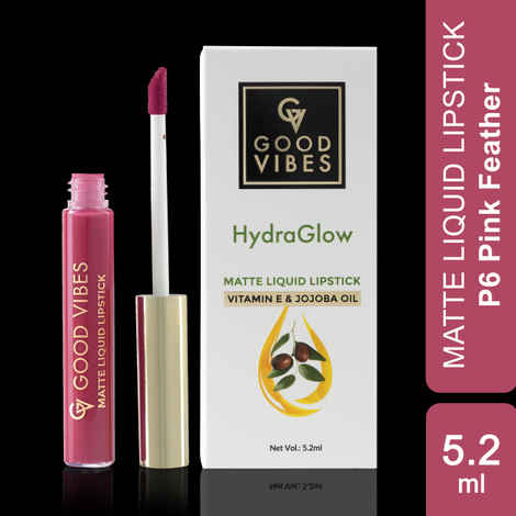 Buy Good Vibes HydraGlow Matte Liquid Lipstick| Jojoba & Vitamin E| Pink Feather (P6) - (5.2 ml) - Purplle