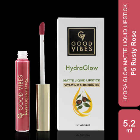 Buy Good Vibes HydraGlow Matte Liquid Lipstick| Jojoba & Vitamin E|Rusty Rose (P5) - (5.2 ml) - Purplle