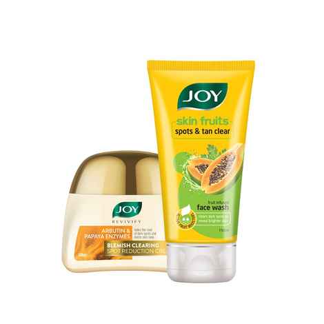 Buy Joy Skin Fruits Spots & Tan Clear Papaya Face Wash 150ml | Joy Revivify Blemish Clearing Spot Reduction Papaya Cream 50ml ( Combo Pack ) - Purplle