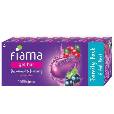Fiama Gel Bar Blackcurrant And Bearberry, With Skin Conditioners For Moisturized, 750 gm (125g - Pack of 6), Soap for Women & Men, For All Skin Types