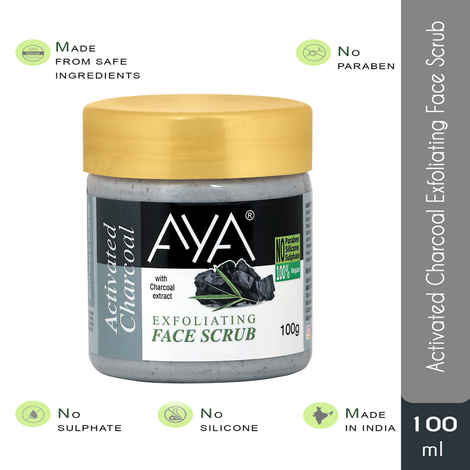 AYA Activated Charcoal Exfoliating Face Scrub, 100 ml | No Paraben, No Silicone, No Sulphate |