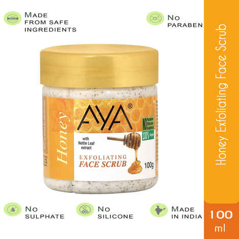 AYA Honey Exfoliating Face Scrub, 100 ml | No Paraben, No Silicone, No Sulphate |