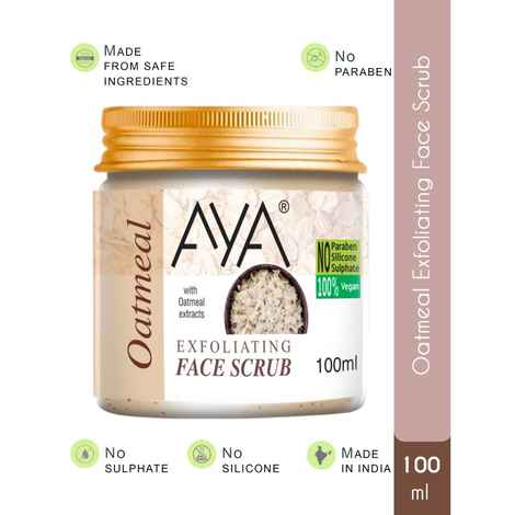 AYA Oatmeal Exfoliating Face Scrub, 100 ml | No Paraben, No Silicone, No Sulphate |