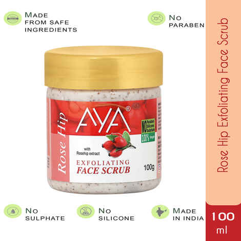 AYA Rosehip Exfoliating Face Scrub, 100 ml | No Paraben, No Silicone, No Sulphate |