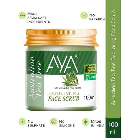AYA Australian Tea Tree Exfoliating Face Scrub, 100 ml | No Paraben, No Silicone, No Sulphate |