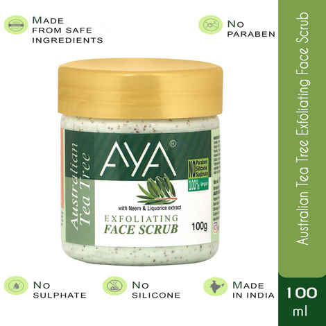 AYA Australian Tea Tree Exfoliating Face Scrub, 100 ml | No Paraben, No Silicone, No Sulphate |