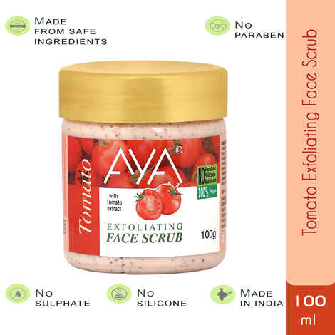AYA Tomato Exfoliating Face Scrub, 100 ml | No Paraben, No Silicone, No Sulphate |