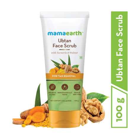 Buy Mamaearth Ubtan Scrub For Face with Turmeric & Walnut for Tan Removal (100 gm) - Purplle