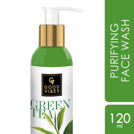 Buy Good Vibes Green Tea Purifying Face Wash | Deep Cleansing, Prevents Acne | With Aloe Vera | No Parabens, No Mineral Oil, No Animal Testing (120 ml) - Purplle