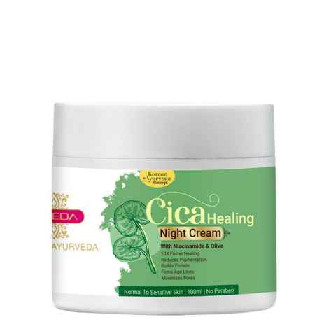 Buy Inveda Cica Healing Night Cream, Reduces Pigmentation, Acne Scars Made with Cica and Olive Goodness to Firm Age Lines & Minimize Open Pores, 100 ml - Purplle