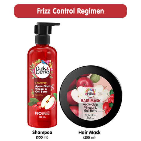 Buy Buds & Berries Apple Cider Vinegar and Goji Berry Anti-Frizz Hair Care Regimen (Shampoo + Hair Mask) 300 ml+200 ml - Purplle