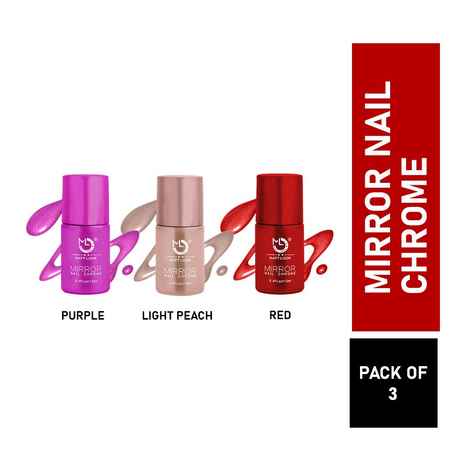 Buy Matt look Shine Like Mirror Nail Chrome, Multicolour-A Purple, Light-Peach & Red, PO3 (36ml) - Purplle