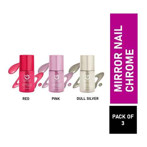 Buy Matt look Shine Like Mirror Nail Chrome, Multilcolor-B Dull-Silver, Magenta & Red, PO3 (36ml) - Purplle