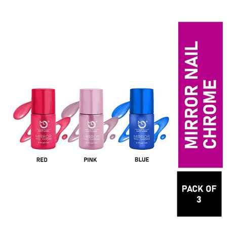 Buy Matt look Shine Like Mirror Nail Chrome, Multilcolor-B Blue, Magenta & Red, PO3 (36ml) - Purplle