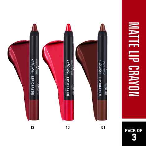Buy Half N Half Matte Lip Crayon Velvet Soft & Long Lasting, 24h Super Stay, Midnight Purple, Rani & Hot Chocolate, PO3 (10.5 gm) - Purplle