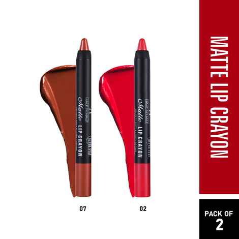 Buy Half N Half Matte Lip Crayon Velvet Soft & Long Lasting, 24h Super Stay, Dark Chocolate & Go Red, PO2 (10.5 gm) - Purplle