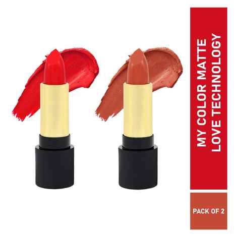 Buy Half N Half Velvet Matte Texture Lipstick My Colour, Ravishing-Nude & Lady-Red, PO2 (7.6 gm) - Purplle