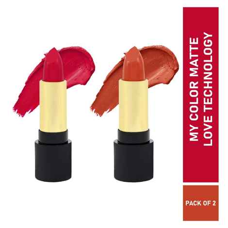 Buy Half N Half Velvet Matte Texture Lipstick My Colour, All-Fired-Up & Almond-Peach, PO2 (7.6 gm) - Purplle